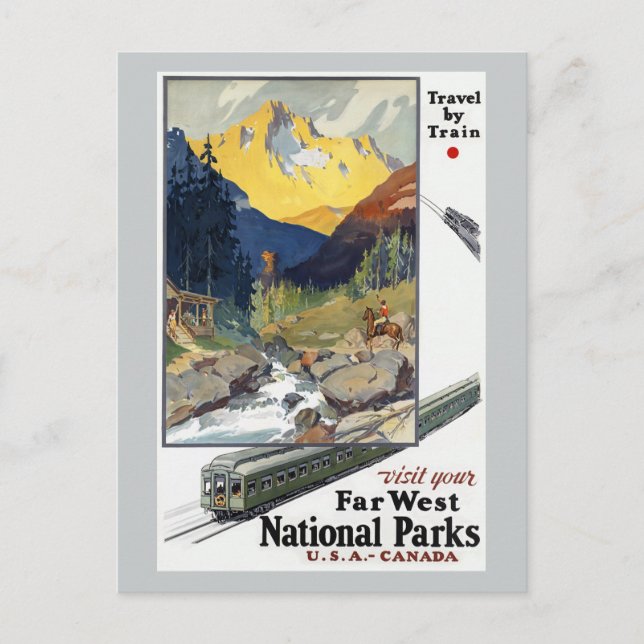 National Parks Travel by Train Postcard (Front)