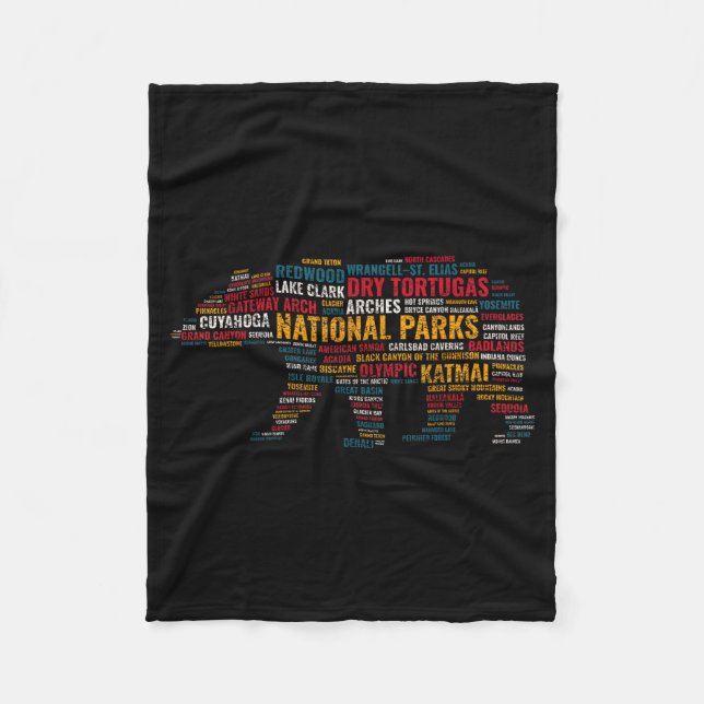 National Parks Usa Bear Hiking Camng Adventure Gif Fleece Blanket (Front)