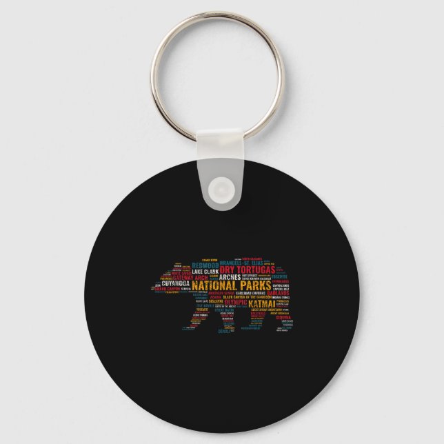 National Parks Usa Bear Hiking Camng Adventure Gif Key Ring (Front)