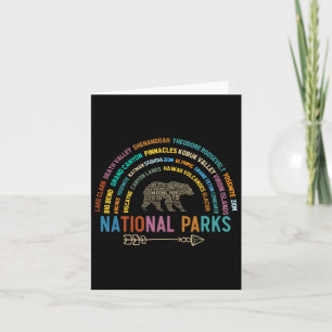 National Parks Usa List Word Cloud Bear Camping An Card