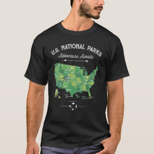 National Parks USA List Word Cloud Bear Camping vs T-Shirt