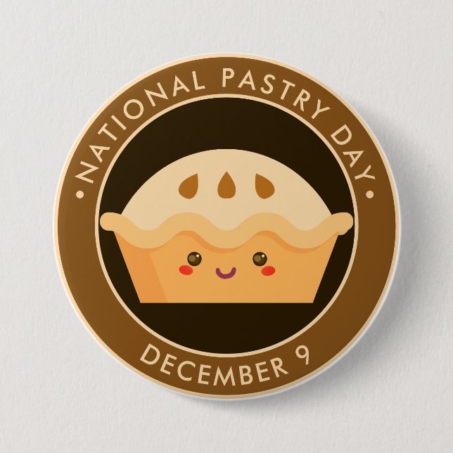 National Pastry Day, kawaii happy pie 7.5 Cm Round Badge (Front)
