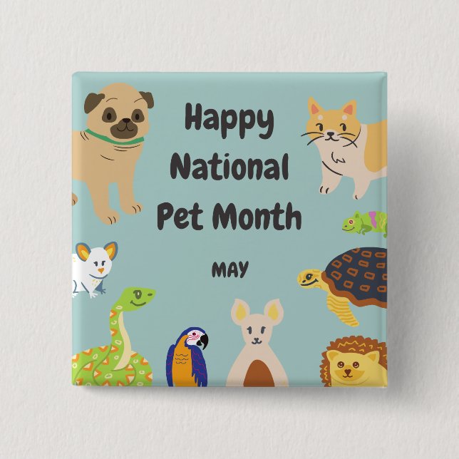 National Pet Month 15 Cm Square Badge (Front)
