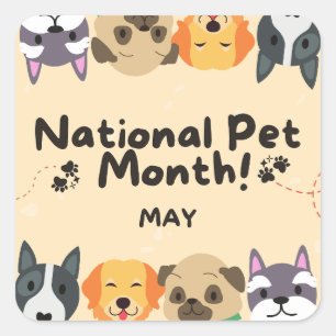 National Pet Month Square Sticker
