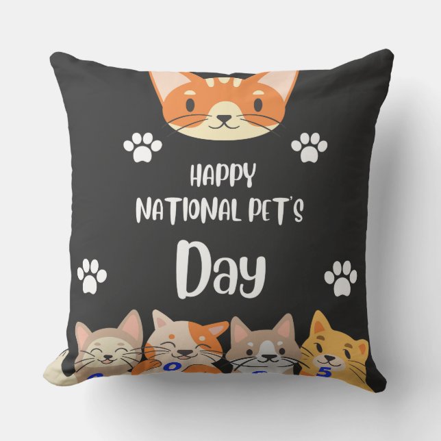 National pet's day unique celebration 20 Feb,2025 Cushion (Front)