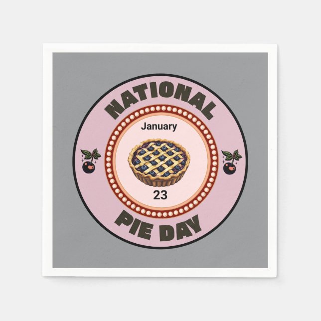 National Pie Day Cherry Pie Napkin (Front)