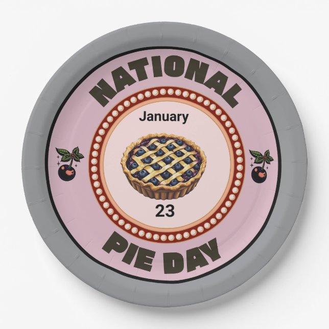 National Pie Day Cherry Pie Paper Plate (Front)