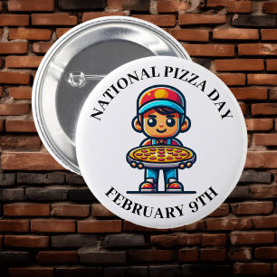 National Pizza Day February 9th  6 Cm Round Badge