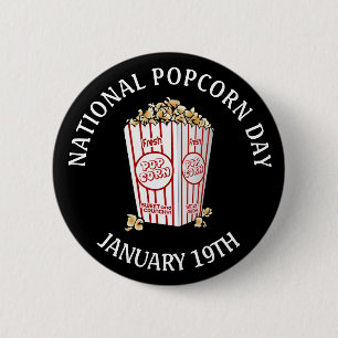 National Popcorn Day January 19th Button