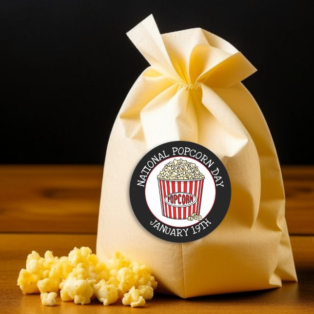 National Popcorn Day | January 19th Classic Round Sticker (Creator Uploaded)