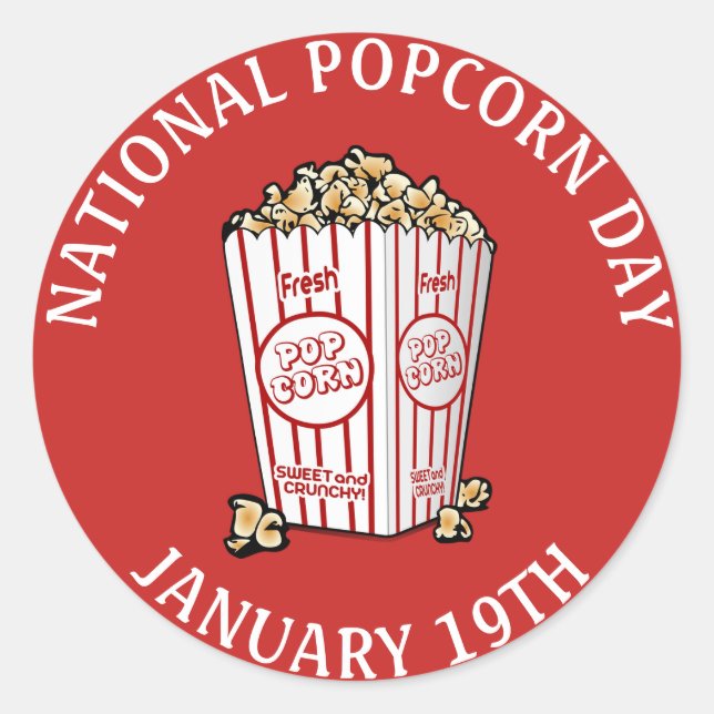 National Popcorn Day January 19th Stickers (Front)