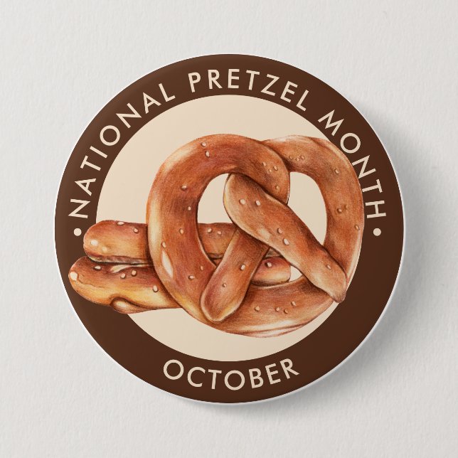 National Pretzel Month, October, soft pretzel 7.5 Cm Round Badge (Front)