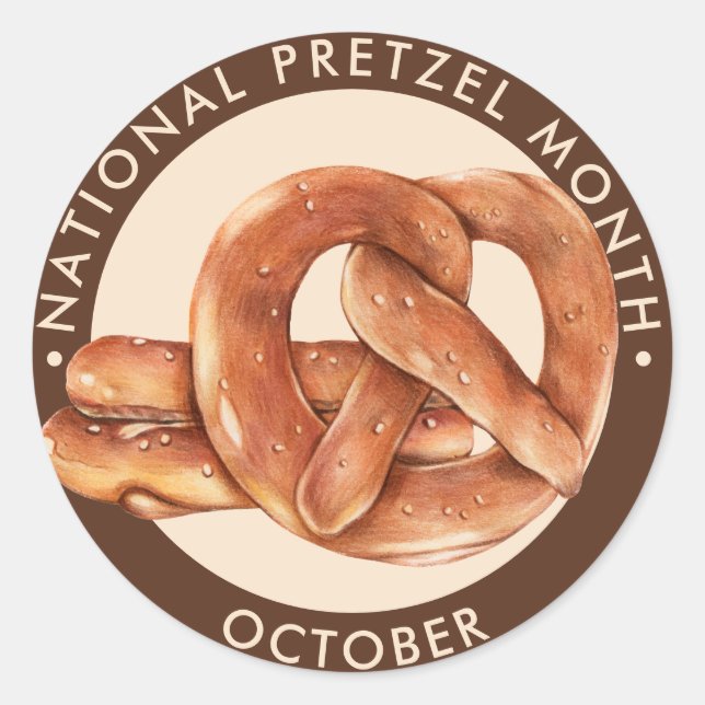 National Pretzel Month, October, soft pretzel Classic Round Sticker (Front)