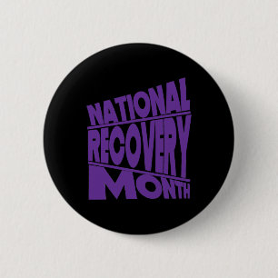 National Recovery Month Purple Typography Design  6 Cm Round Badge