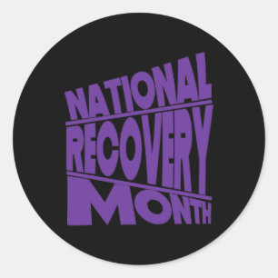 National Recovery Month Purple Typography Design  Classic Round Sticker