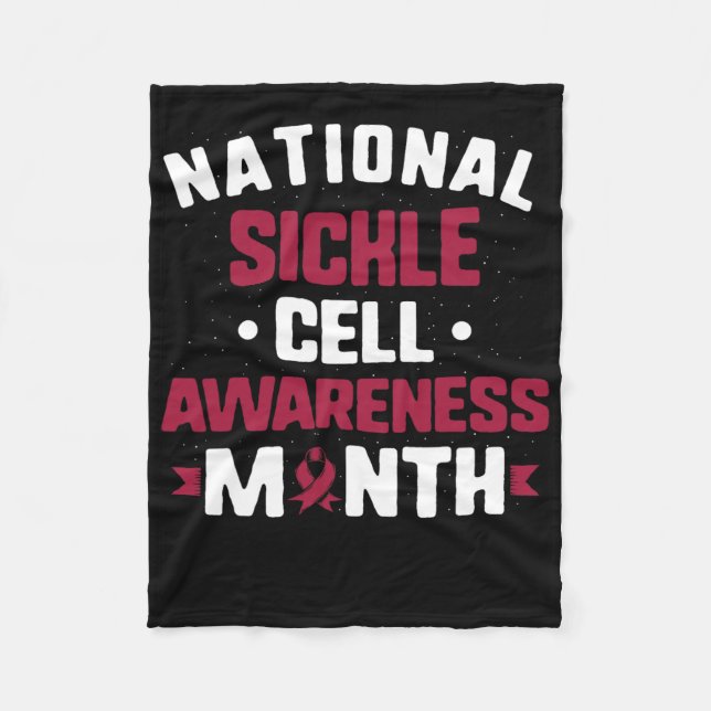 National Sickle Cell Awareness Month Burgundy Ribb Fleece Blanket (Front)