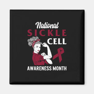 National Sickle Cell Awareness Month Burgundy Ribb Magnet