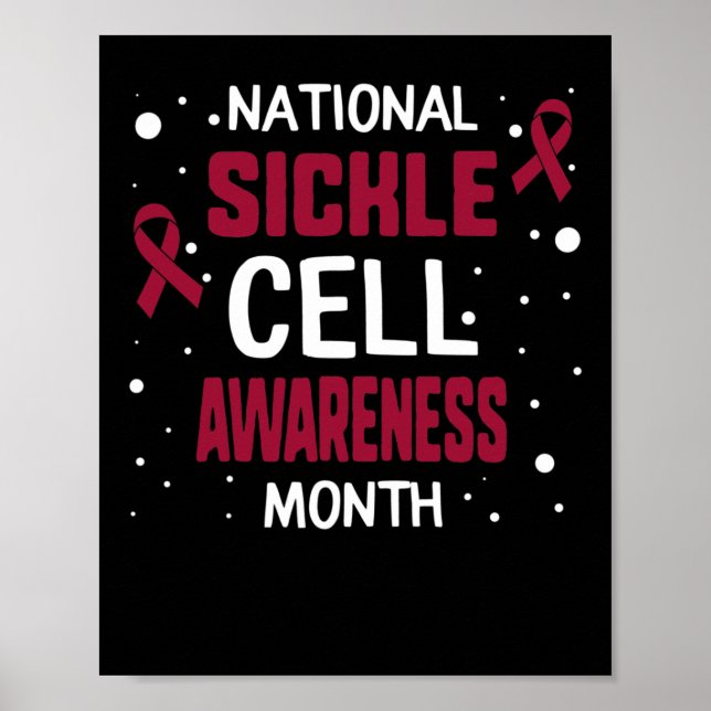National Sickle Cell Awareness Month Burgundy Ribb Poster (Front)