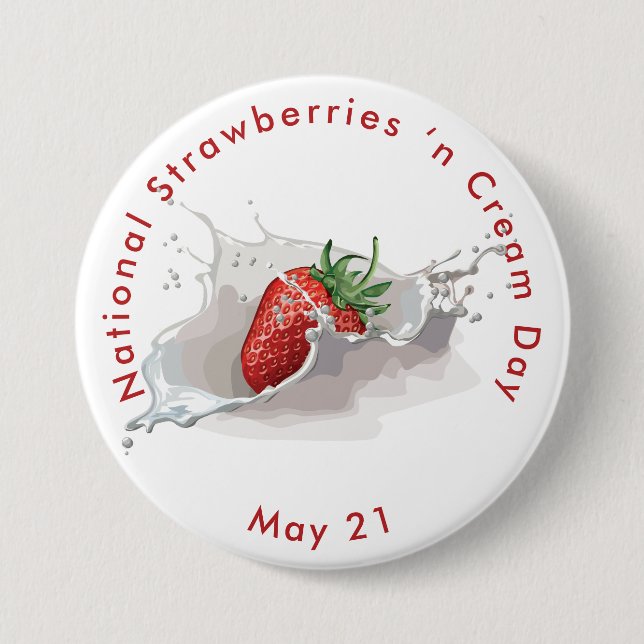 National Strawberries ‘n Cream Day 7.5 Cm Round Badge (Front)