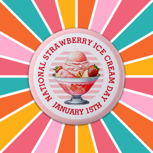 National Strawberry Ice Cream Day Button