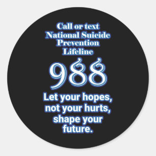National Suicide Prevention Lifeline 988 Let Your  Classic Round Sticker