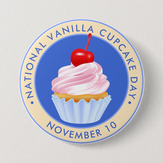 National Vanilla Cupcake Day, cherry 7.5 Cm Round Badge (Front)
