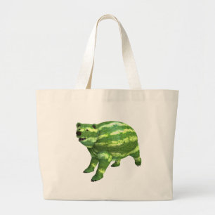 National Watermelon Day Bear Large Tote Bag
