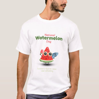 National Watermelon Day Cute Summer Art T-Shirt