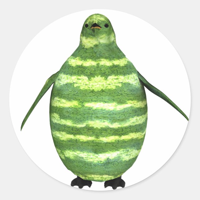 National Watermelon Day Penguin Classic Round Sticker (Front)