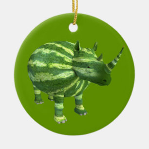National Watermelon Day Rhinoceros Ceramic Tree Decoration