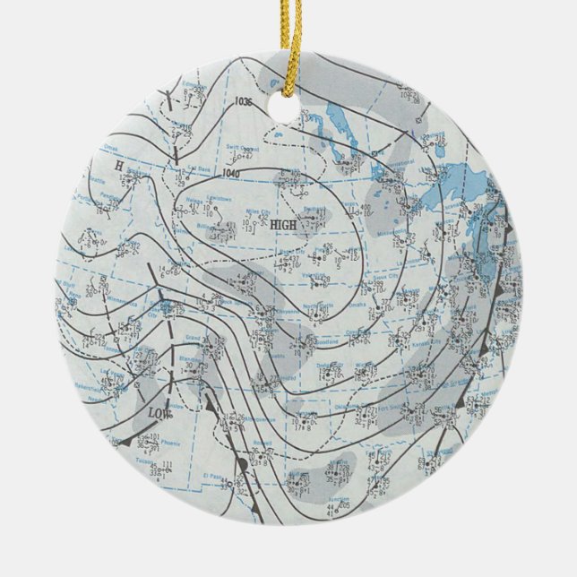 National Weather Map Ceramic Tree Decoration (Front)