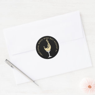National White Wine Day Classic Round Sticker
