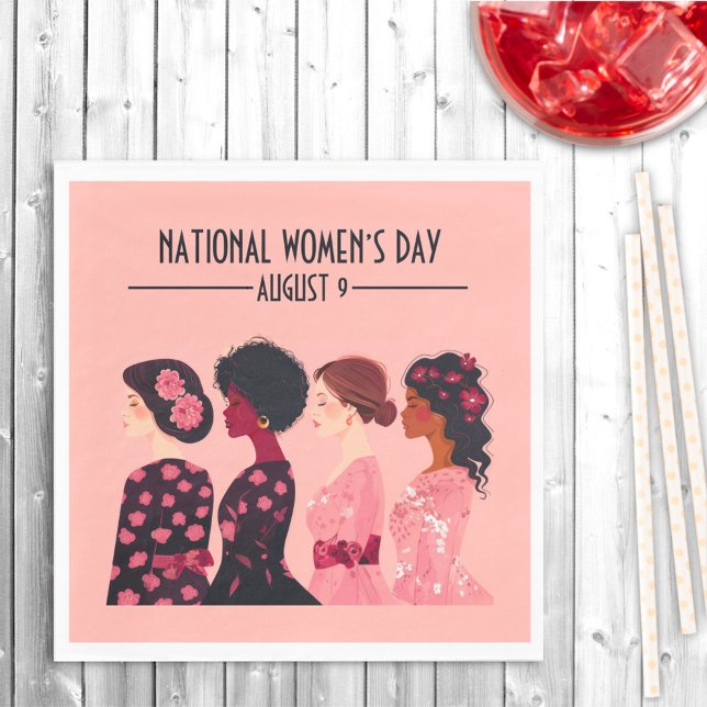 National Women’s Day Global Women Pink Floral Napkin (Creator Uploaded)
