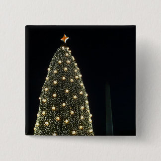 National Xmas Tree & Washington Monument at Night 15 Cm Square Badge