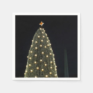 National Xmas Tree & Washington Monument at Night Napkin