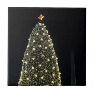 National Xmas Tree & Washington Monument at Night Tile