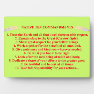 Native 10 Commandments Tabletop Plaque with Easel