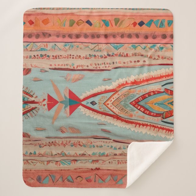 Native America Pattern Sherpa Blanket (Front)