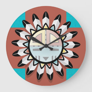 Native American Abstract Art Hopi Mask Large Clock