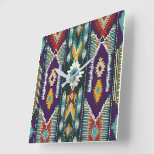 Native American Abstract Tribute S9 Square Wall Clock
