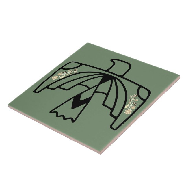 Native American Anishinaabe Eagle Sage Green Tile (Side)
