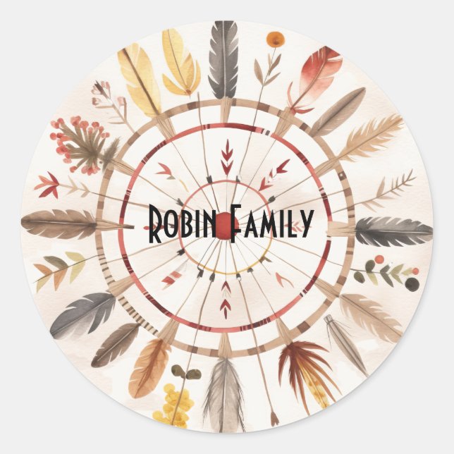 Native American  Art Tribe Vintage Classic Round Sticker (Front)