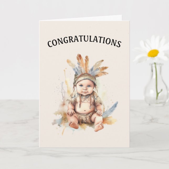 Native American Baby Congratulations Card (Small Plant)