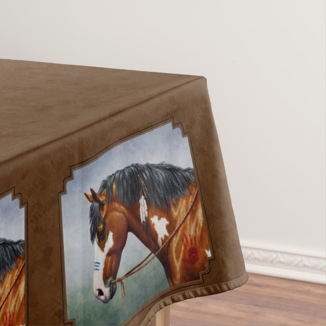 Native American Bay Pinto Horse Brown Tablecloth (In Situ)