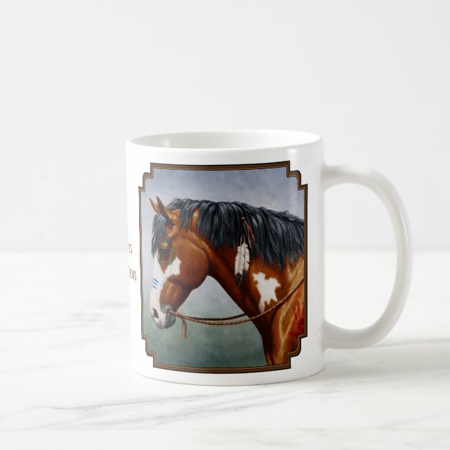 Native American Bay Pinto War Horse Coffee Mug (Right)