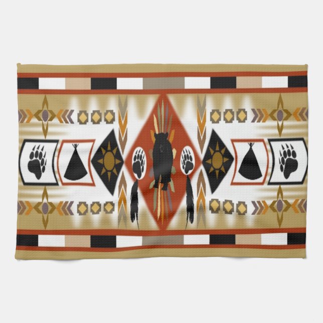 Native American Bear Clan Kitchen Towels (Horizontal)