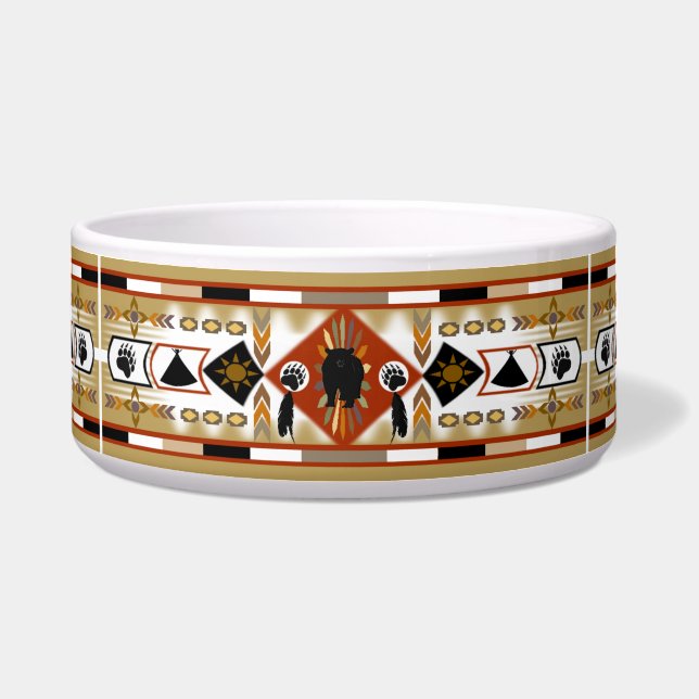 Native American Bear Clan Pet Bowl (Front)