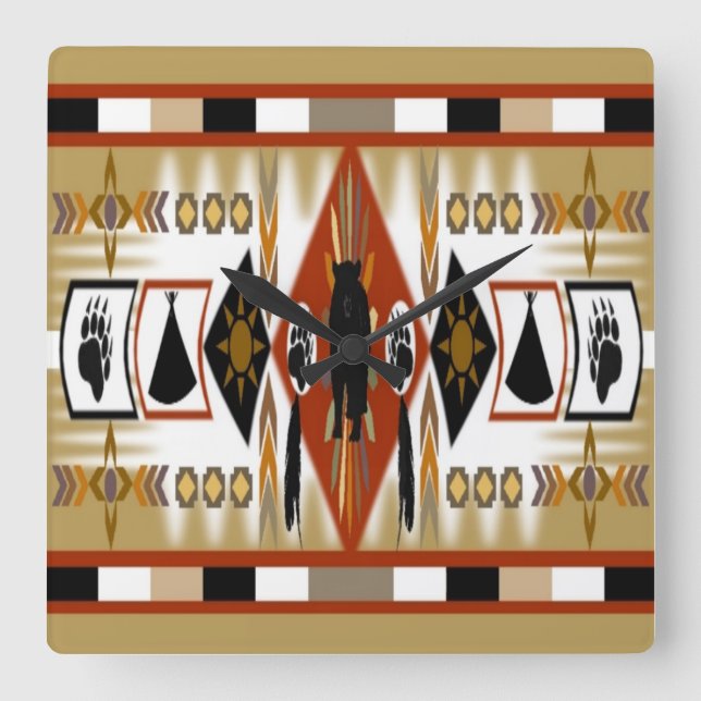 Native American Bear Clan Wall Clock (Front)