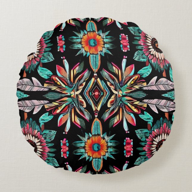 Native American Bohemain Round Cushion (Front)