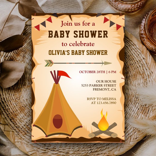 Native American Boho Tribal Teepee Baby Shower Invitation (Creator Uploaded)